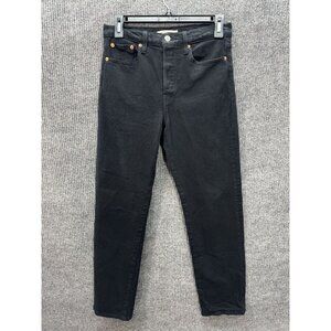 Levis Wedgie Straight Jeans Womens 26x28 Black Button Fly High Rise Denim